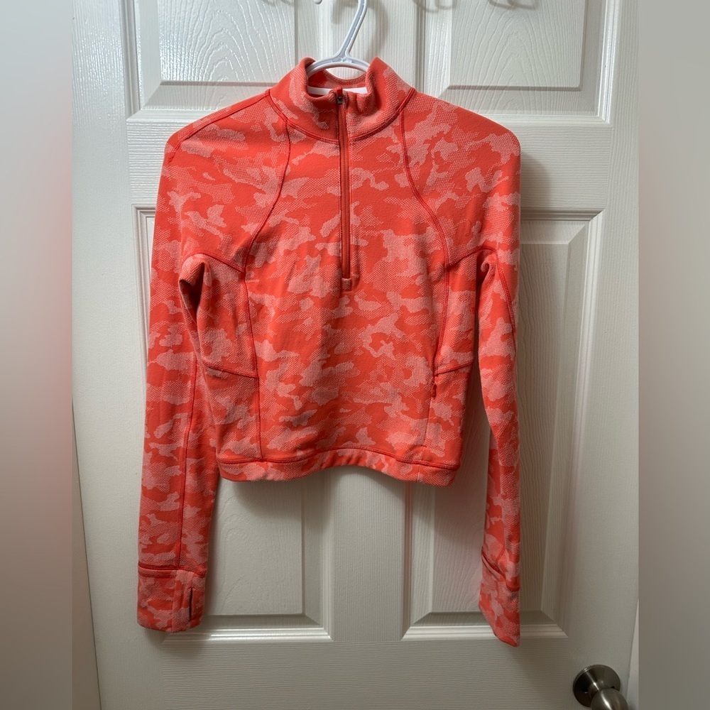 Lulu🍋 Rulu Run Cropped Half Zip
Heritage Camo Jacquard Pale Raspberry Pink Mist